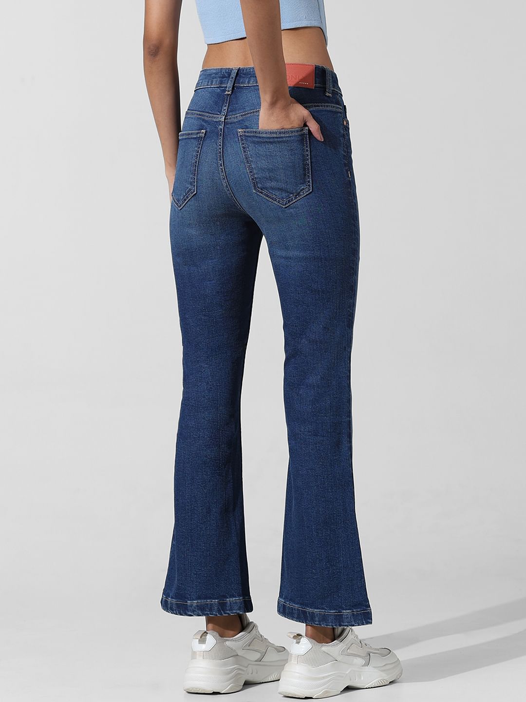 Dark Blue High Rise Flared Jeans