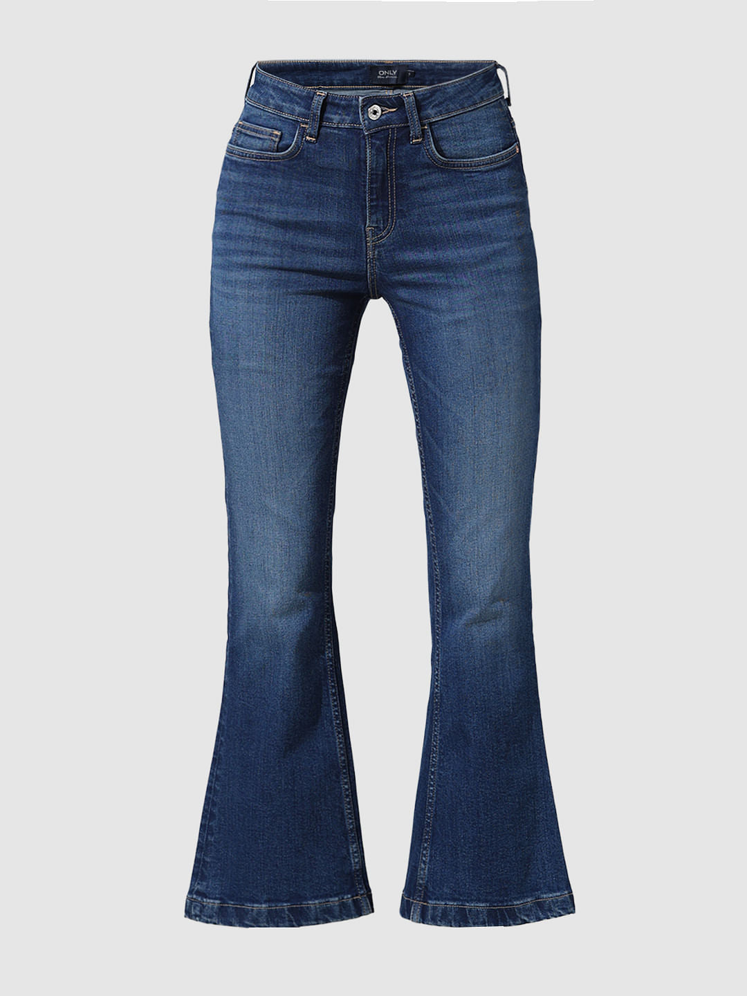 Dark Blue High Rise Flared Jeans