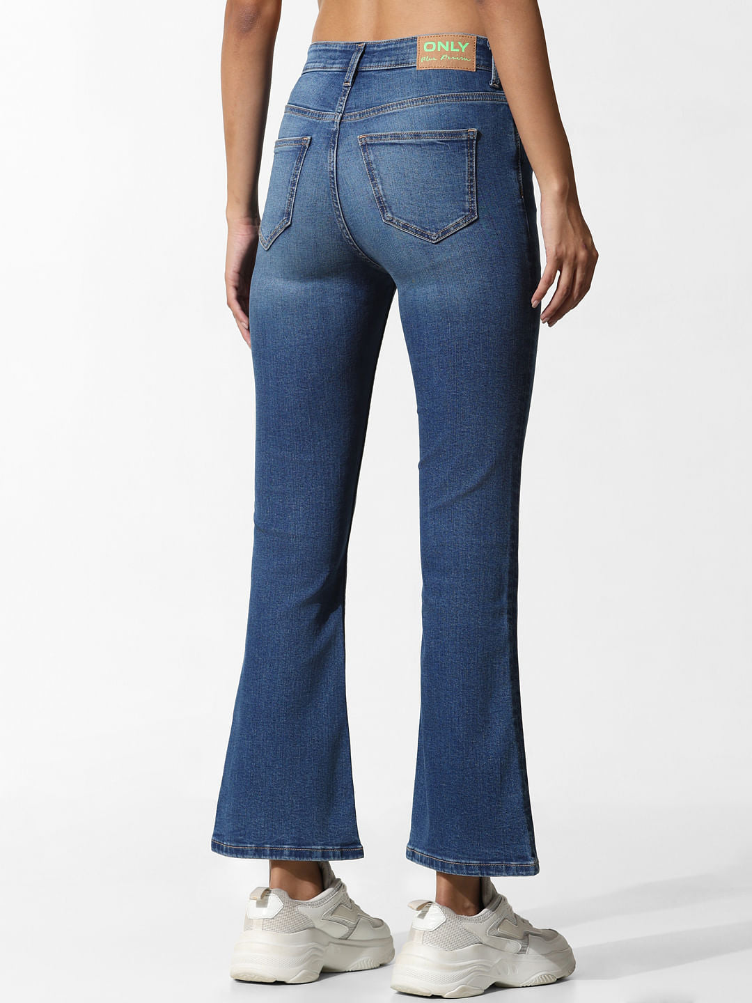 Blue Mid Rise Flared Jeans