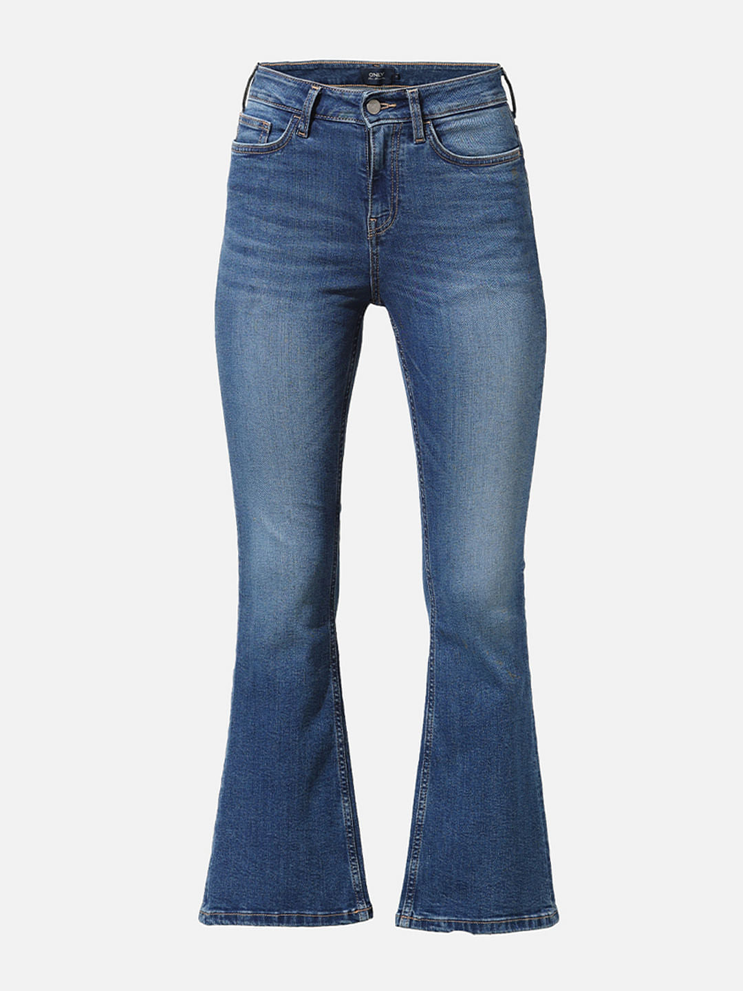 Blue Mid Rise Flared Jeans