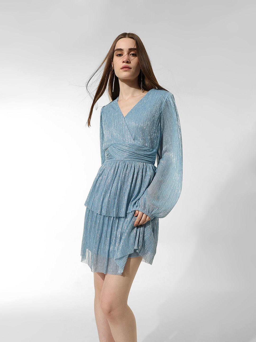 Blue Shimmer Fit & Flare Dress
