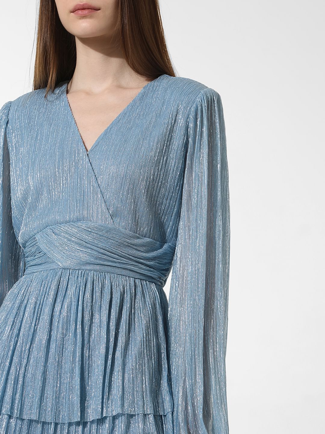 Blue Shimmer Fit & Flare Dress