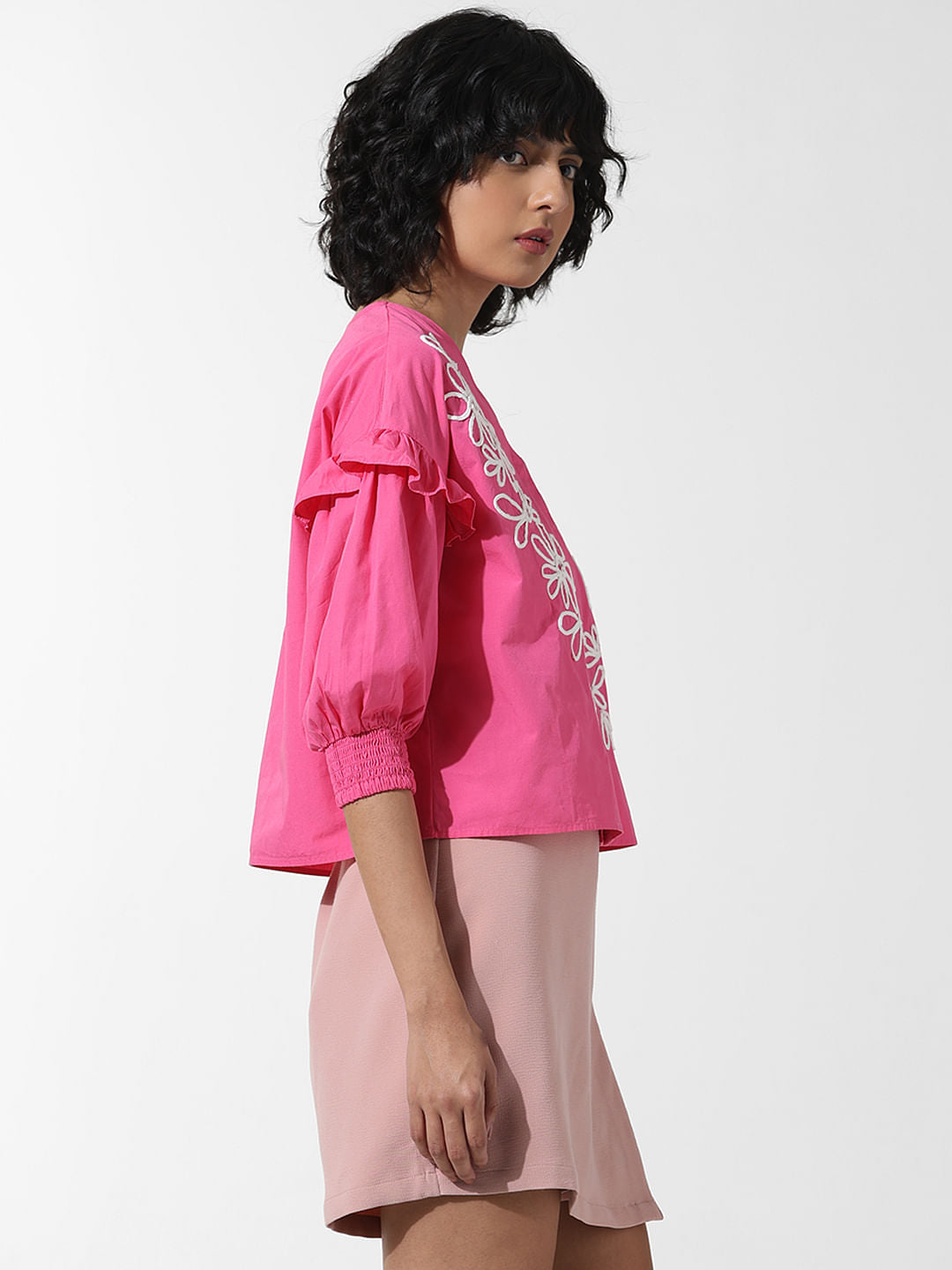 Pink Embroidered Cotton Top
