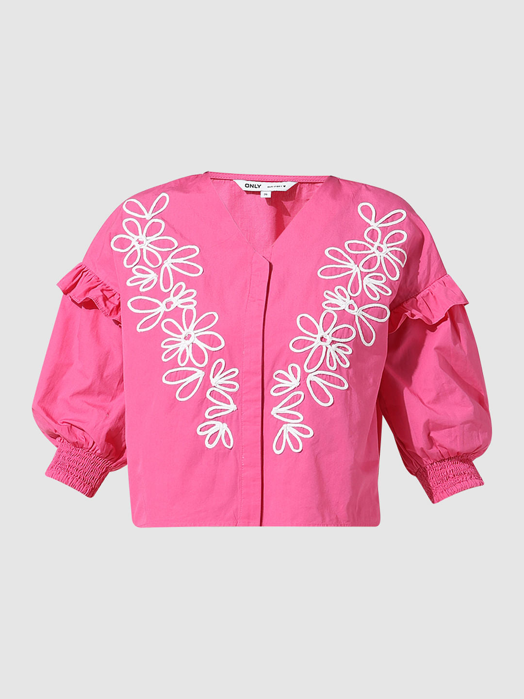 Pink Embroidered Cotton Top