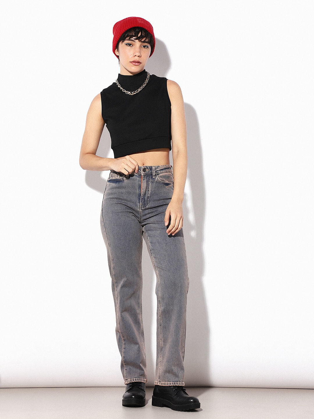 Blue Vintage Wash Straight Fit Jeans