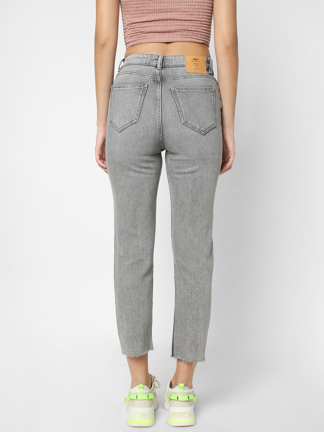 Grey High Rise Straight Jeans