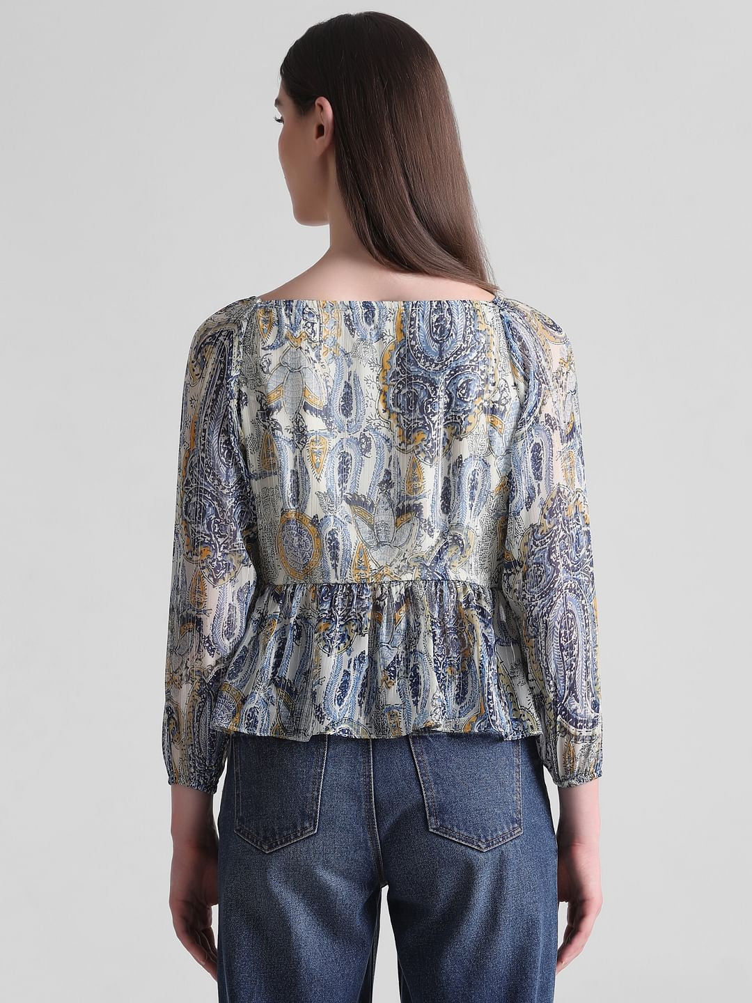 Blue Abstract Print Top