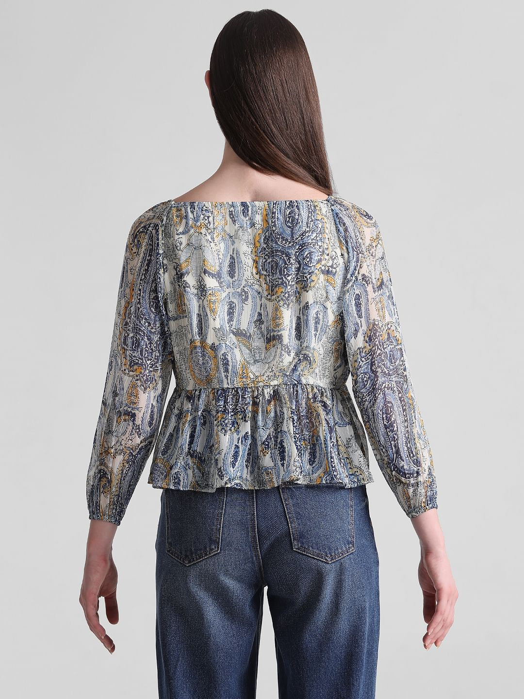 Blue Abstract Print Top