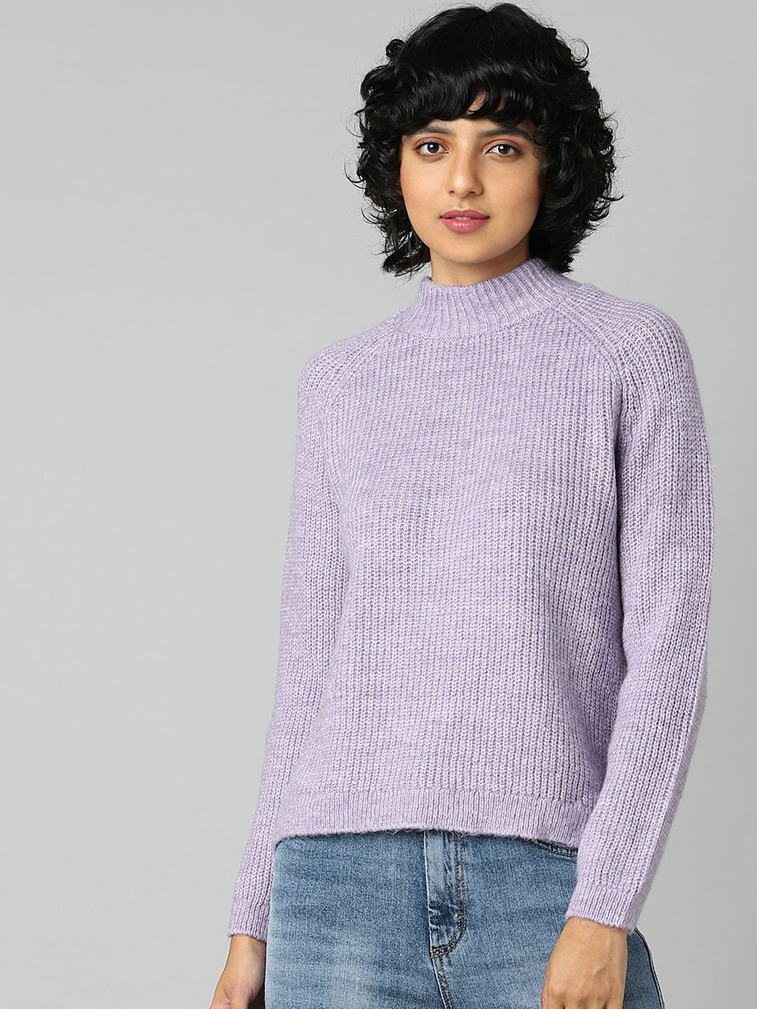 Purple Rib Knit Pullover