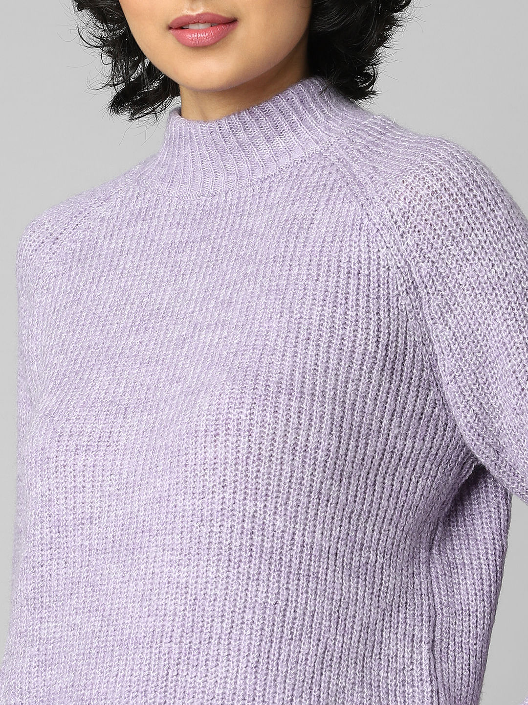 Purple Rib Knit Pullover