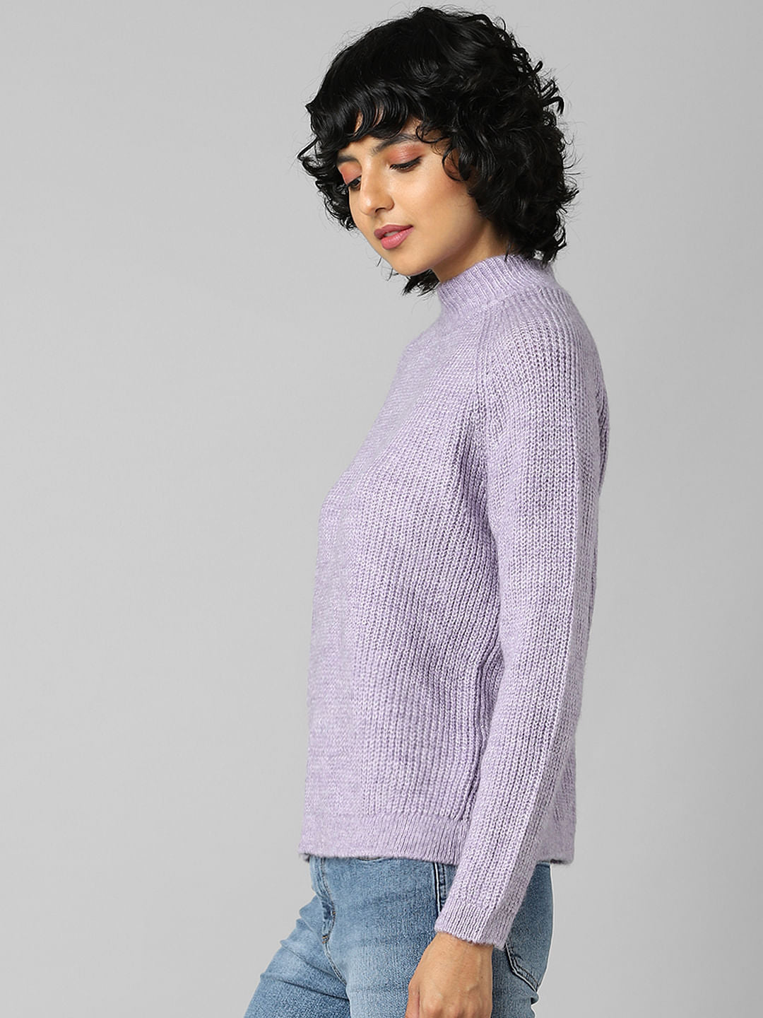 Purple Rib Knit Pullover