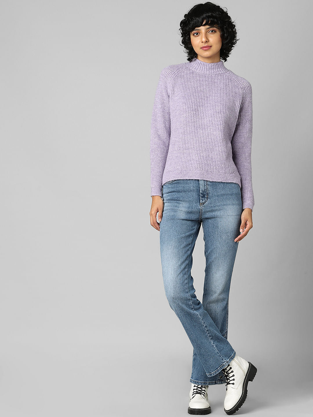 Purple Rib Knit Pullover
