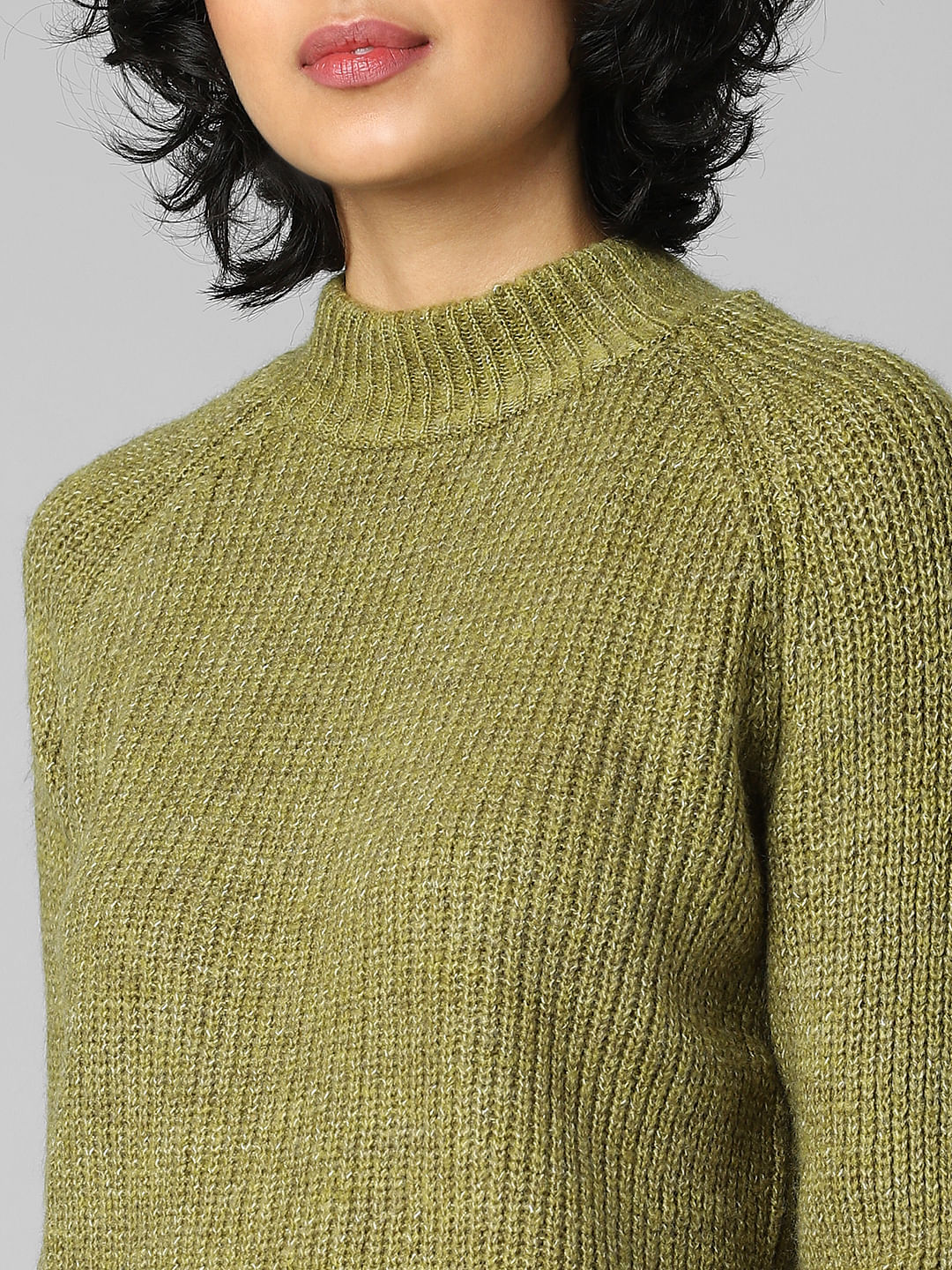 Green Rib Knit Pullover