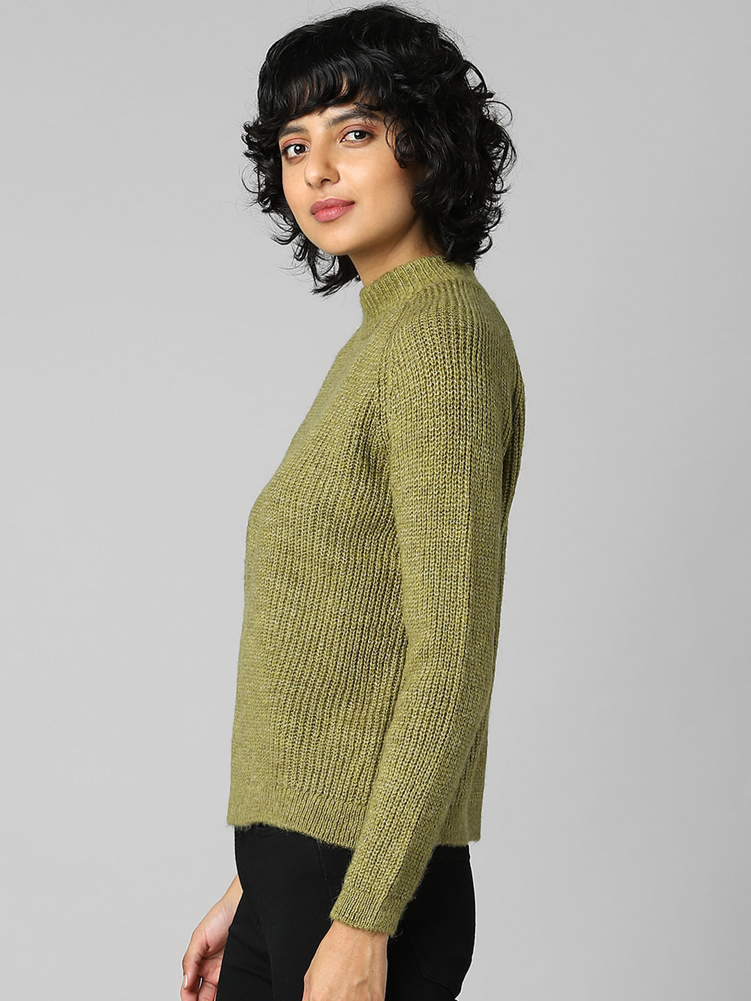 Green Rib Knit Pullover