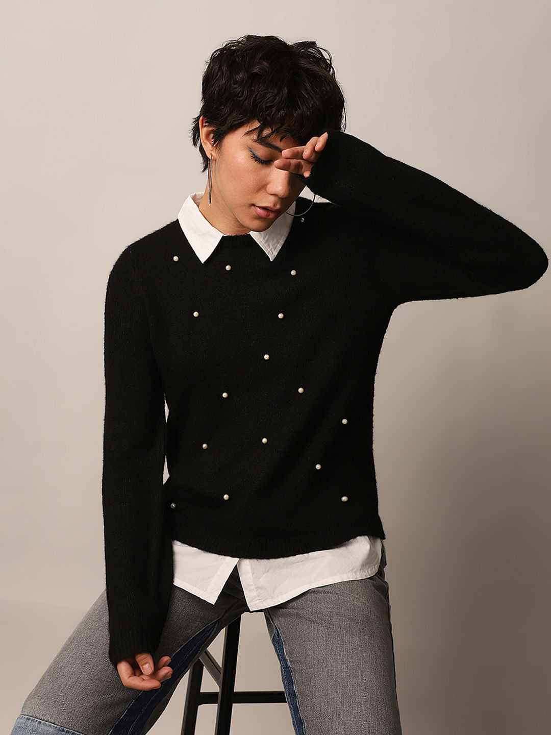 Black Embellished Pullover