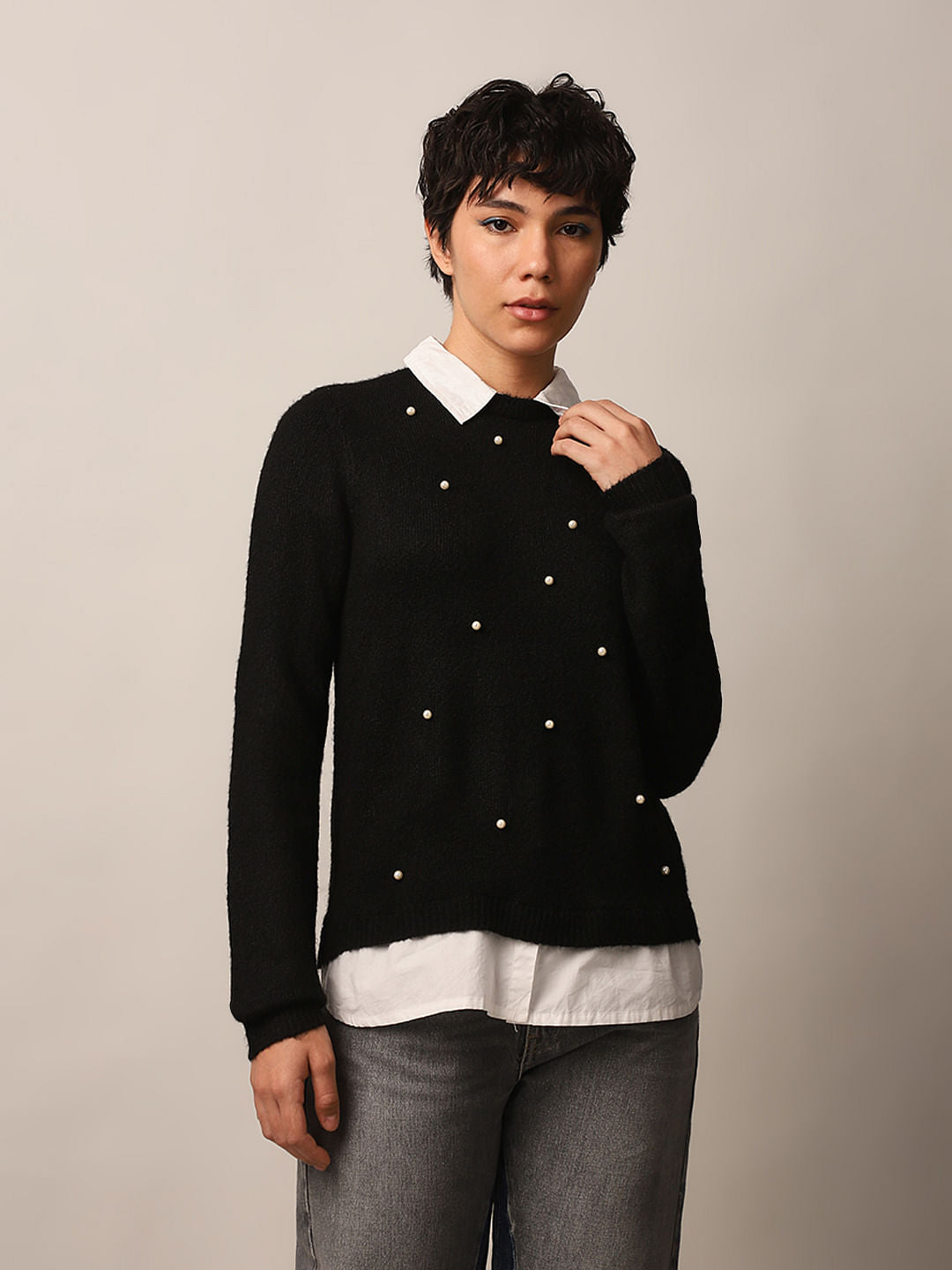 Black Embellished Pullover