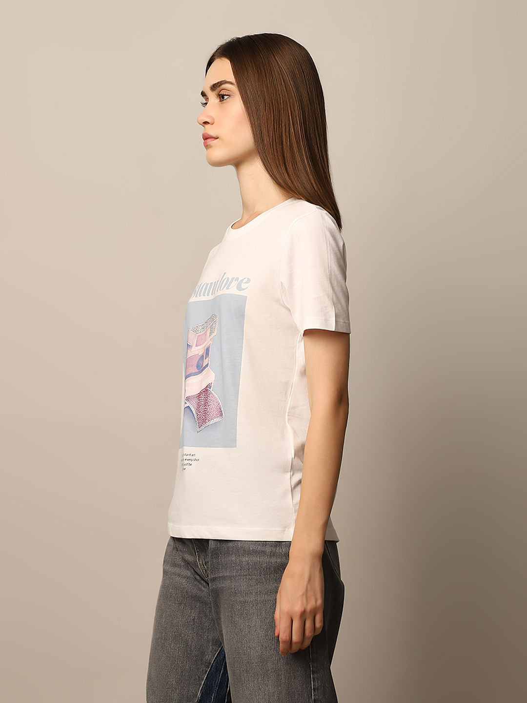 White Printed T-Shirt