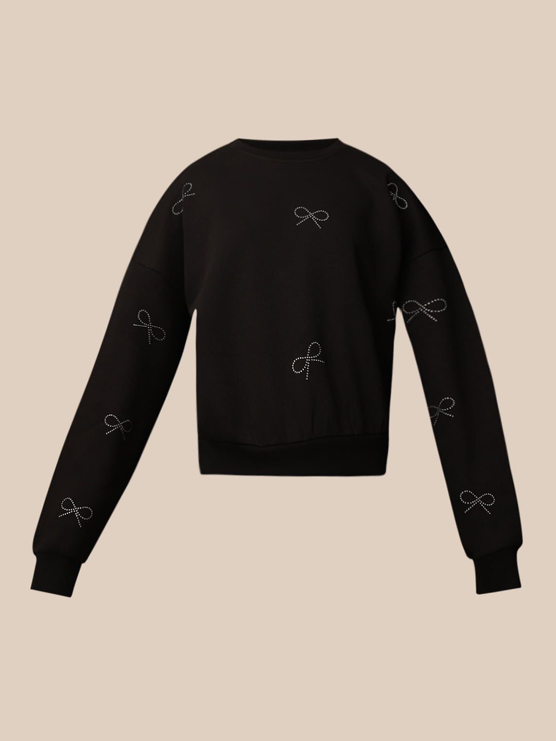 Black Bow Embllished Pullover