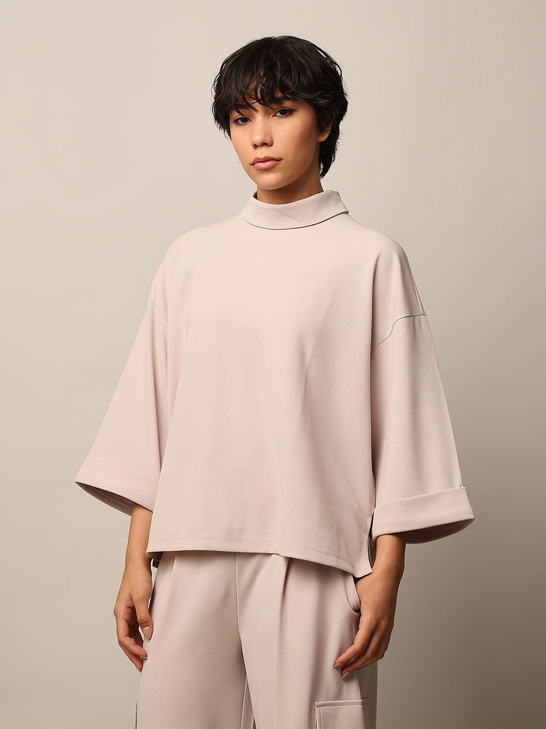 Beige Oversized Top