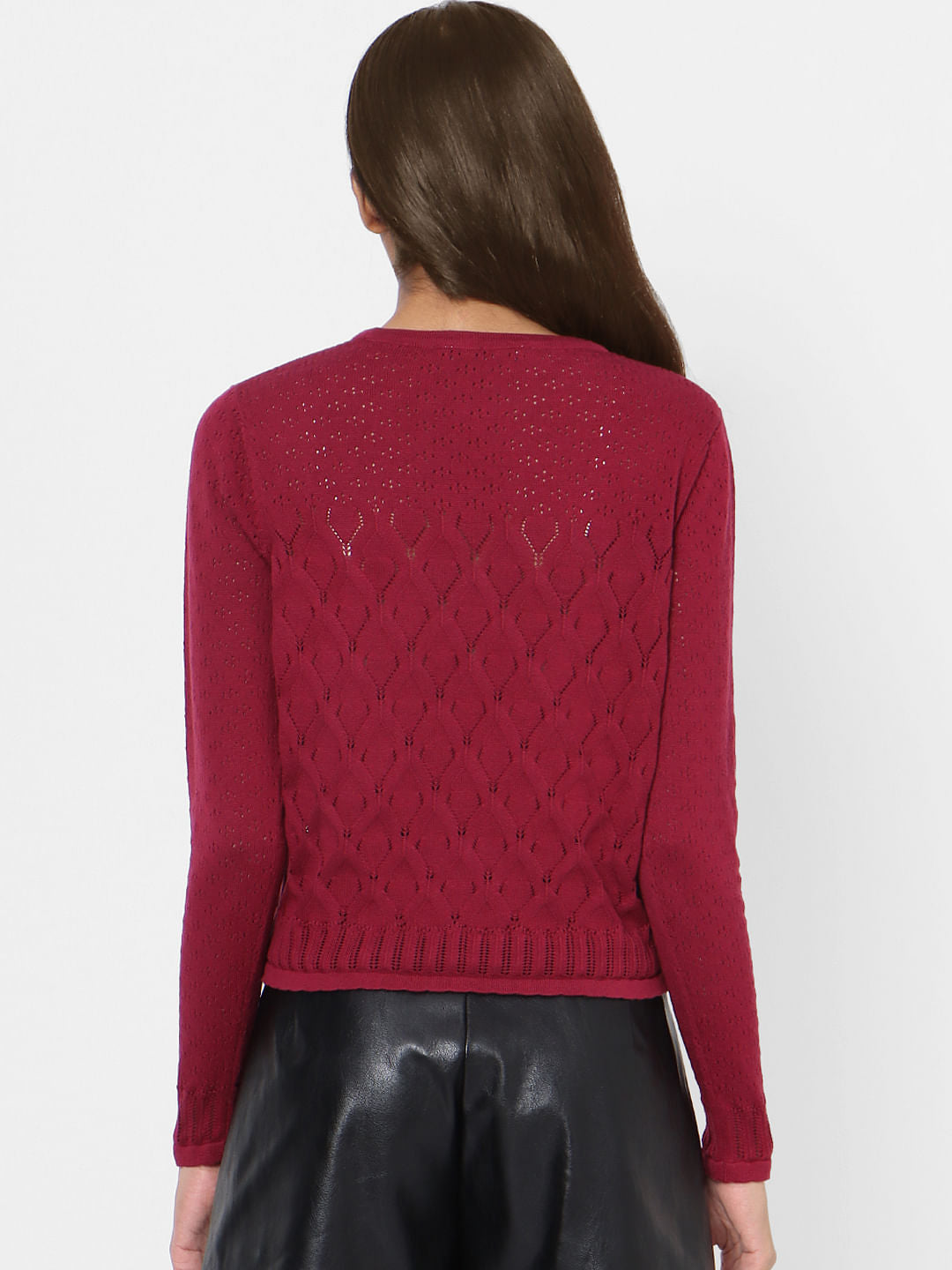 Maroon Cut Work Pullover