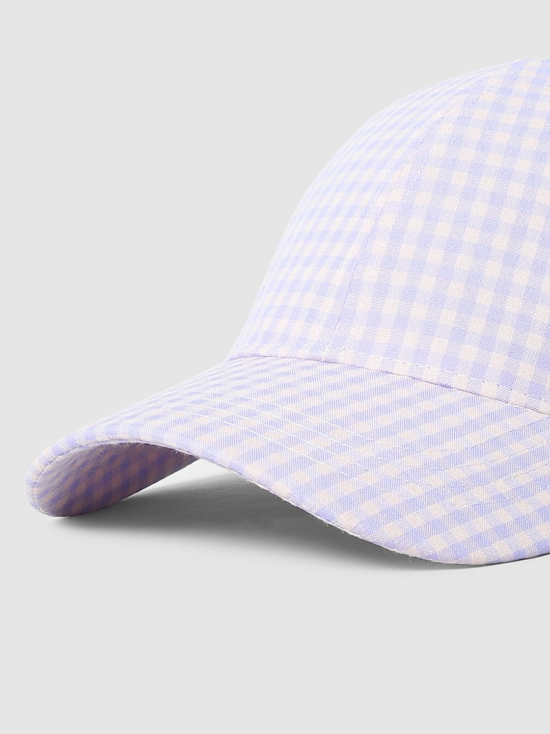 Purple Check Print Cap