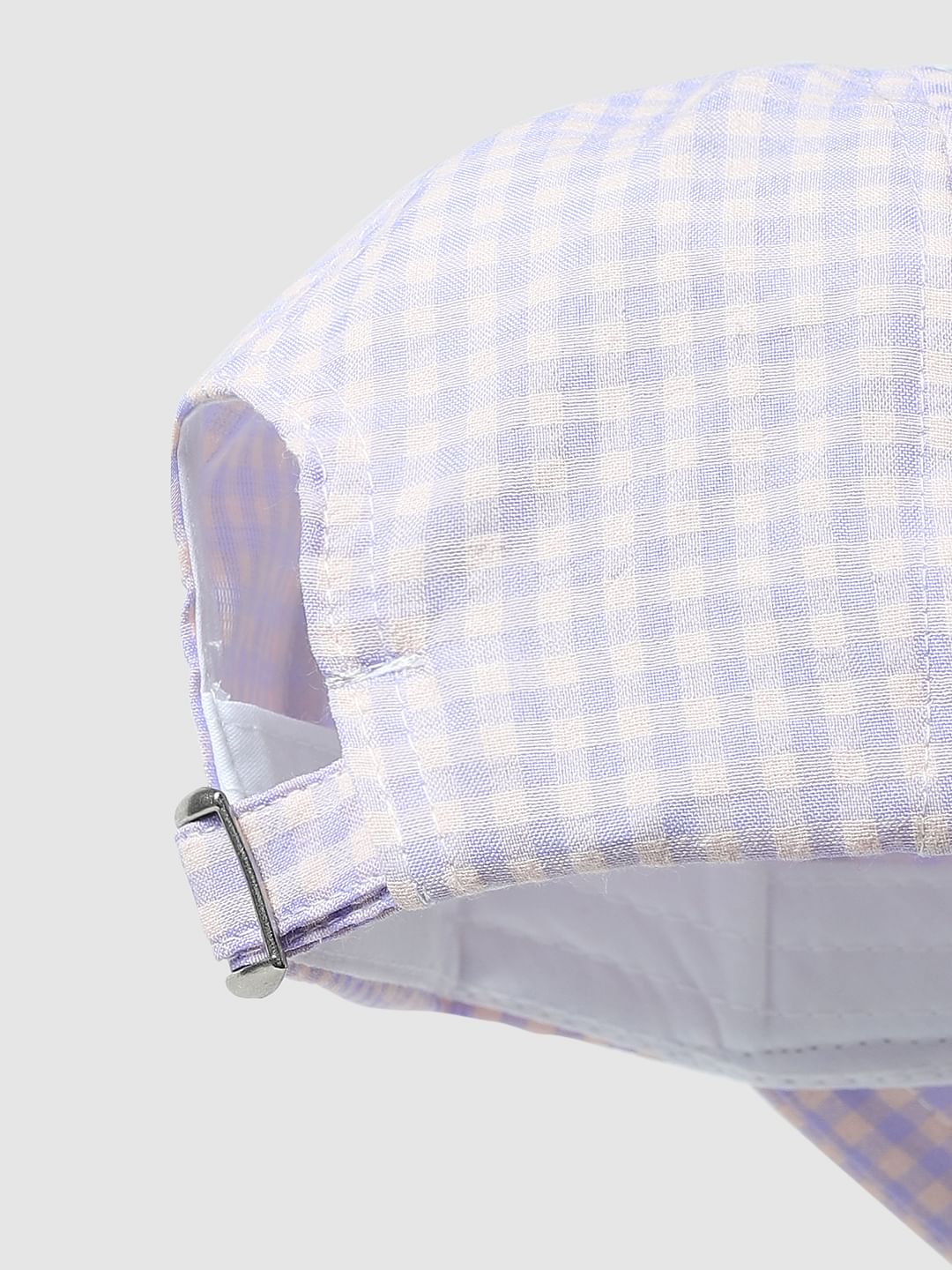 Purple Check Print Cap