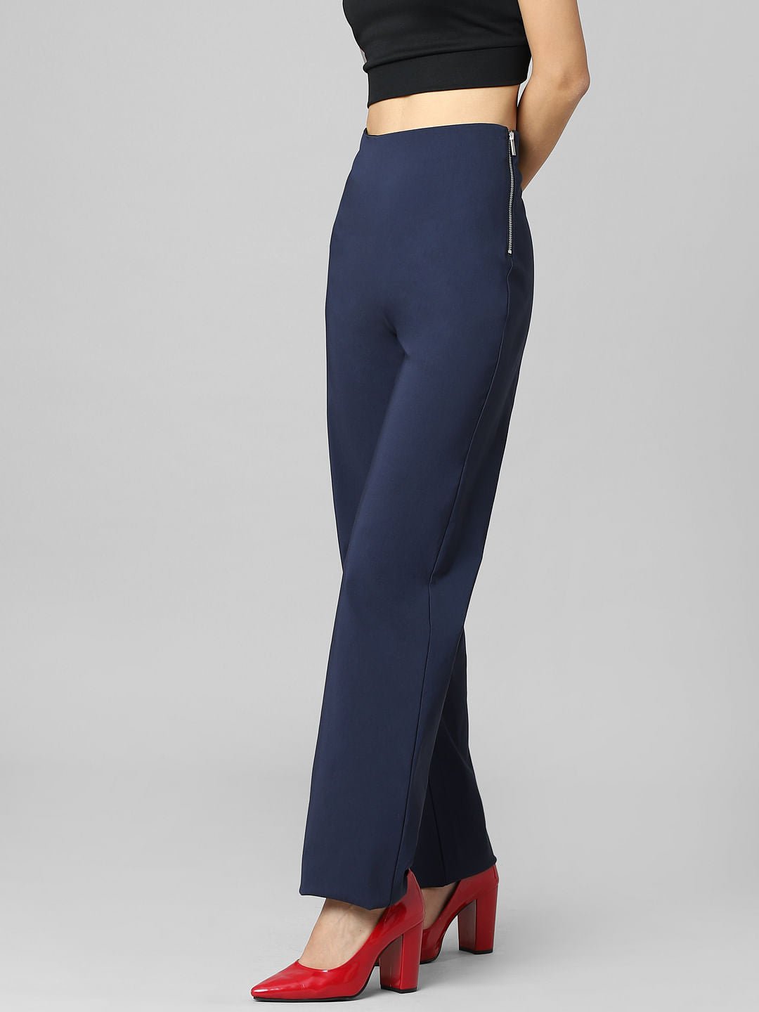 Dark Blue High Rise Straight Fit Leggings