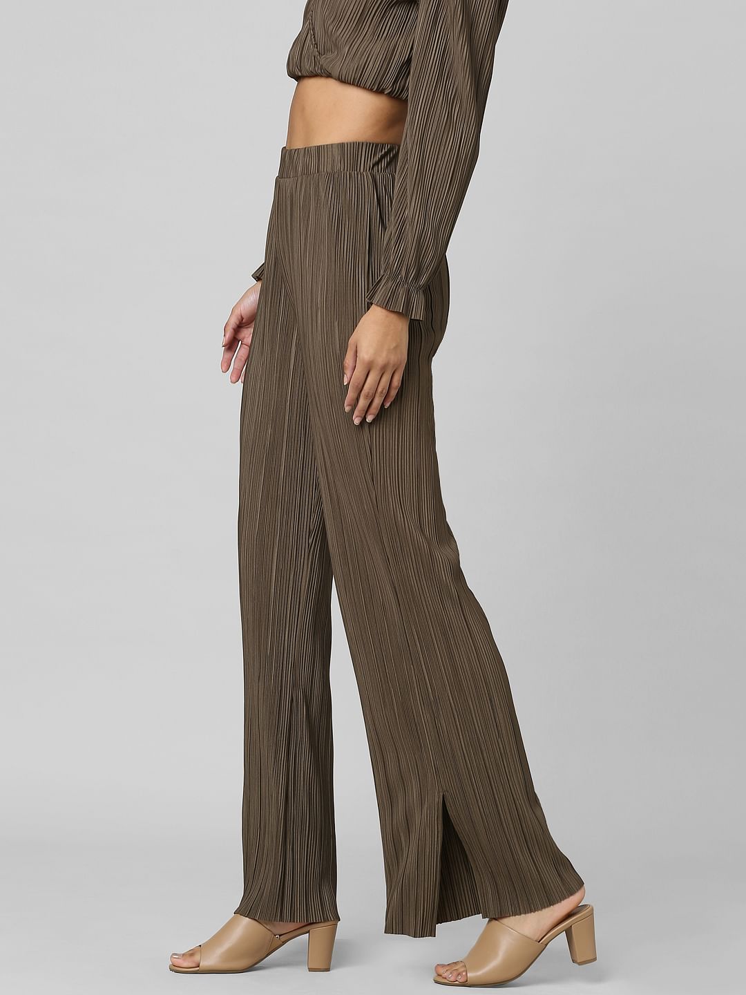 Brown High Rise Wide Leg Co-Ord Pants