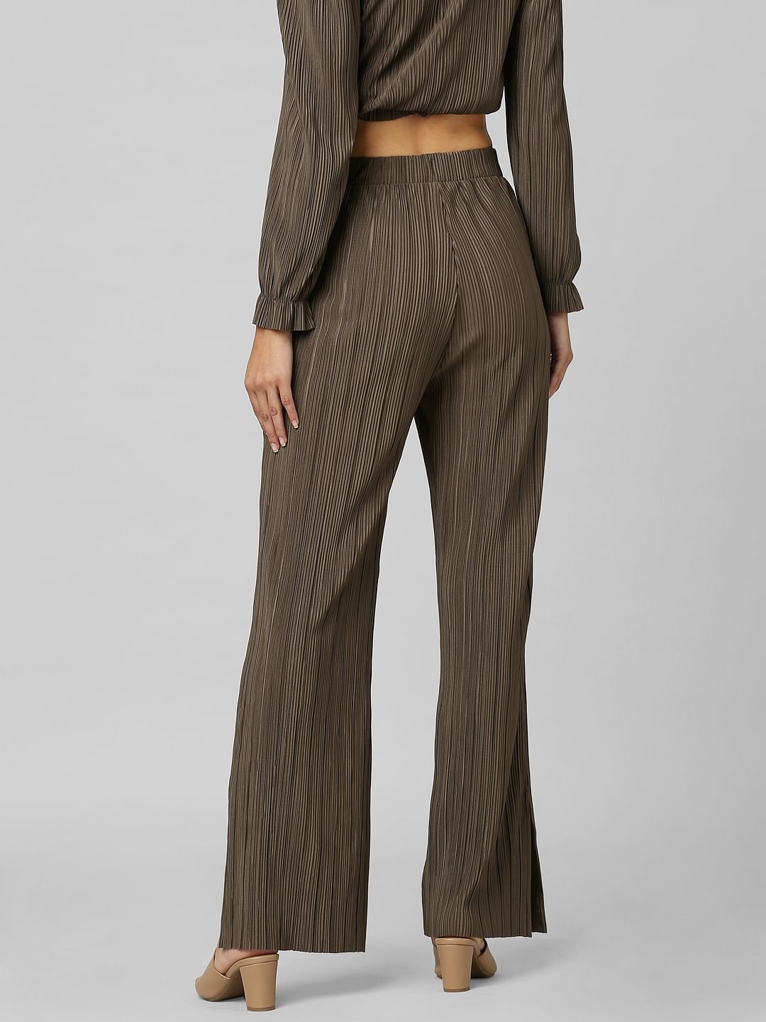 Brown High Rise Wide Leg Co-Ord Pants