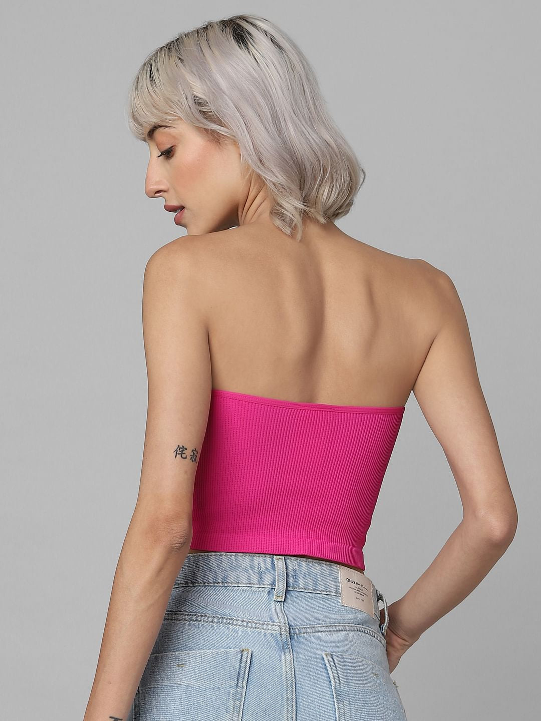 Pink Ribbed Tube Top