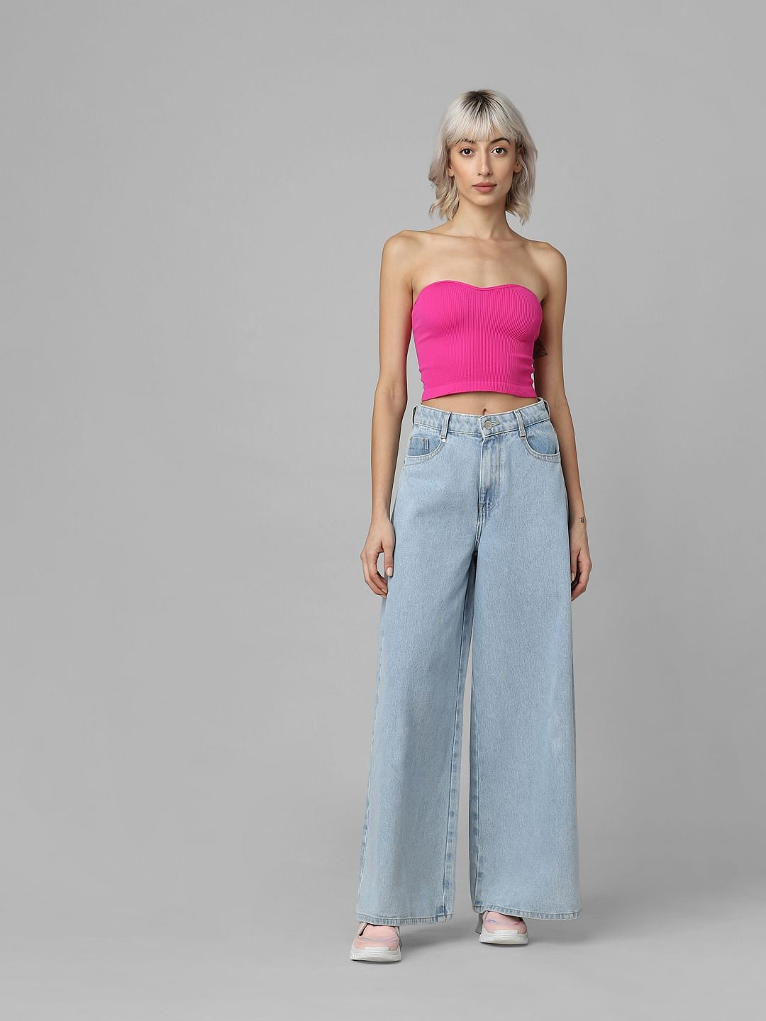 Pink Ribbed Tube Top