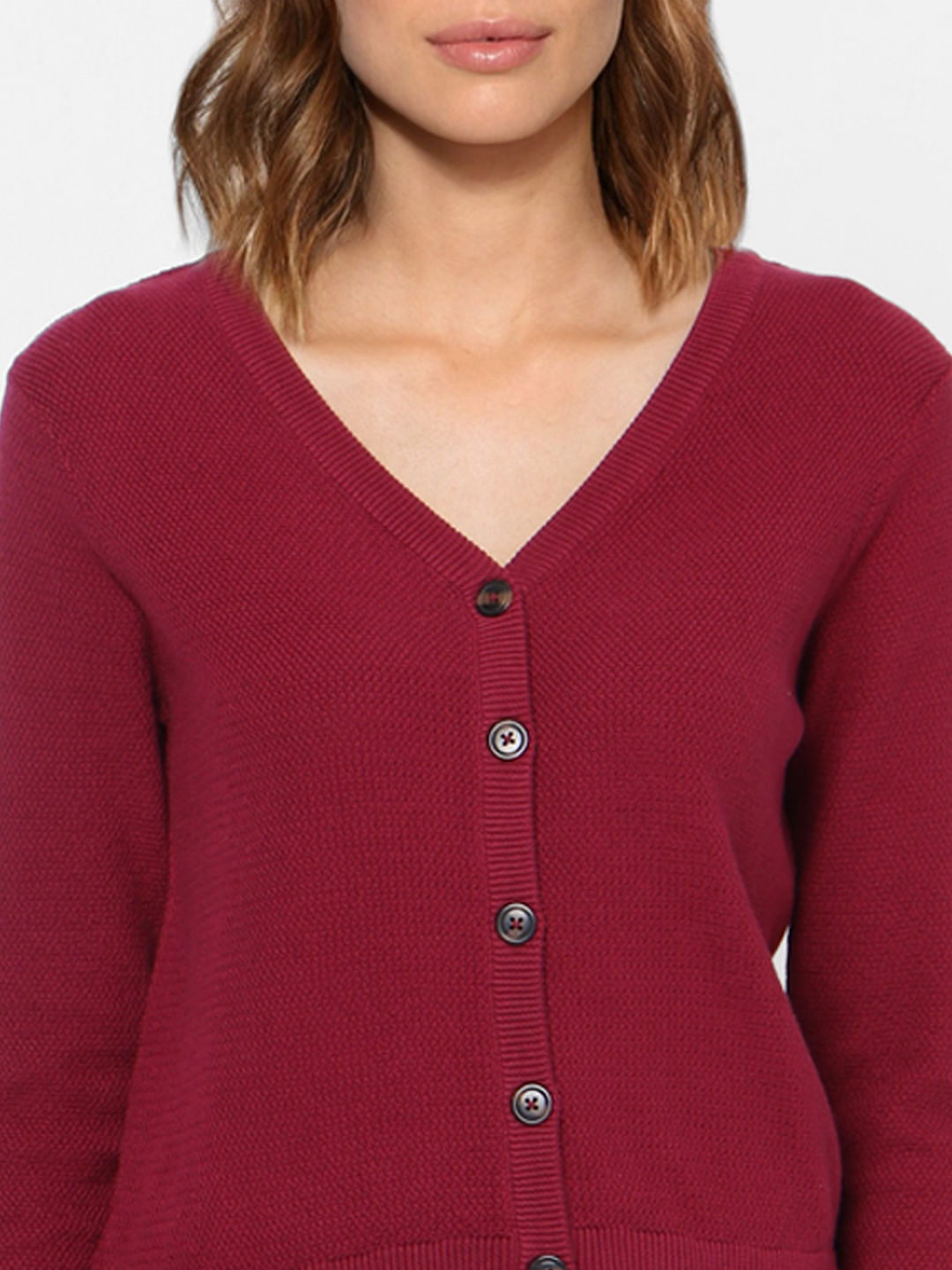 Maroon V Neck Cardigan