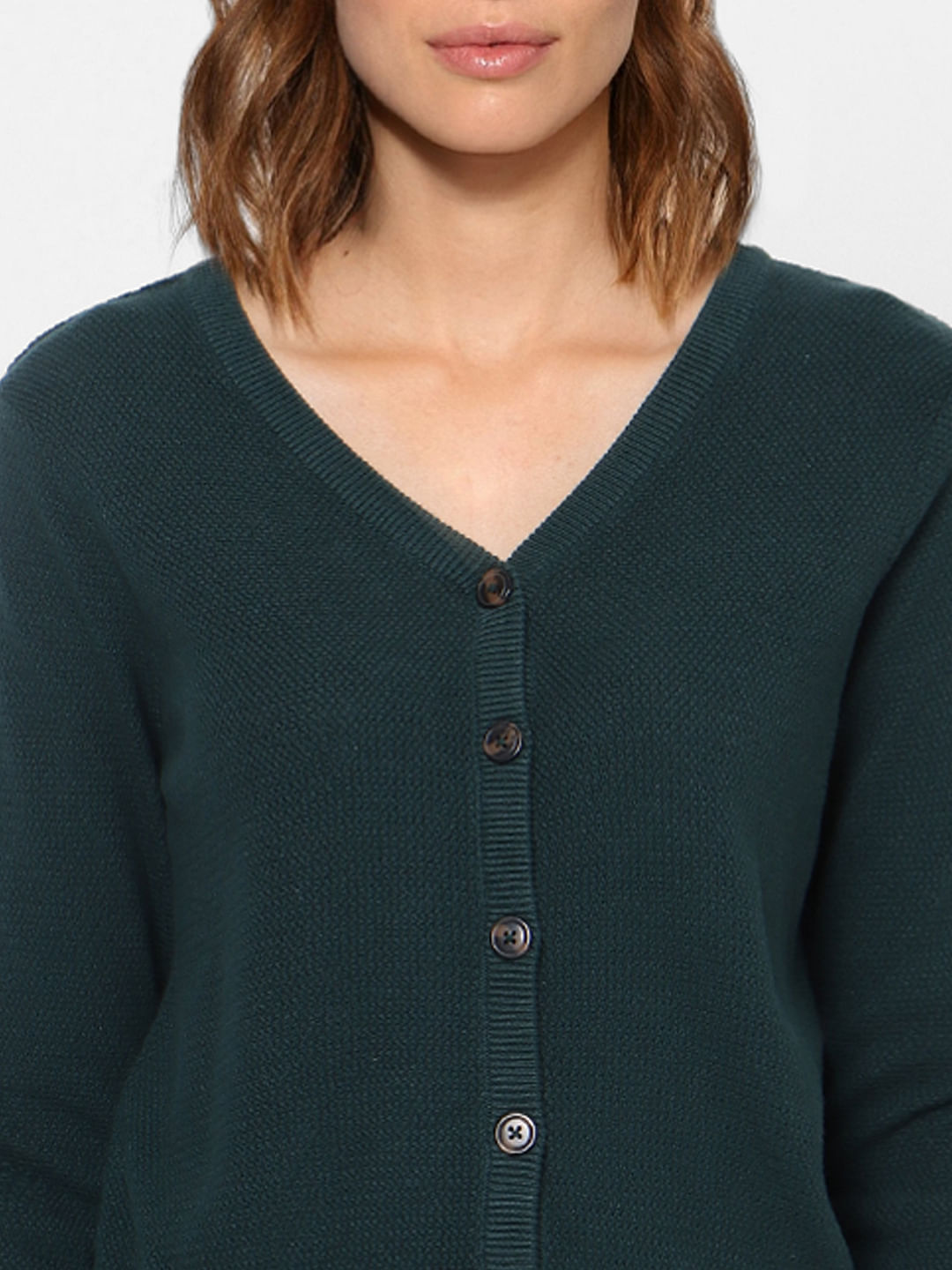 Green V Neck Cardigan