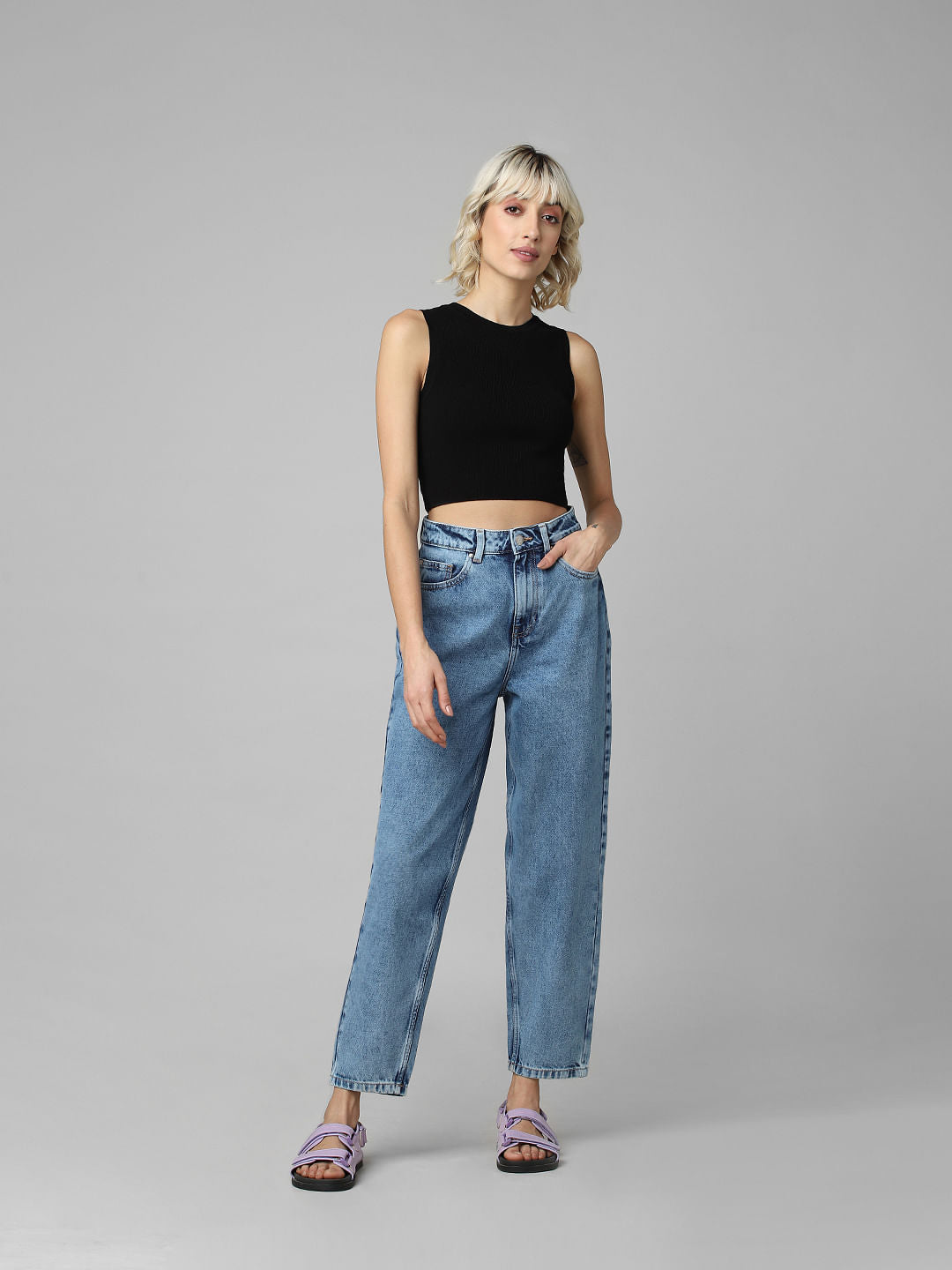 Black Knit Crop Top