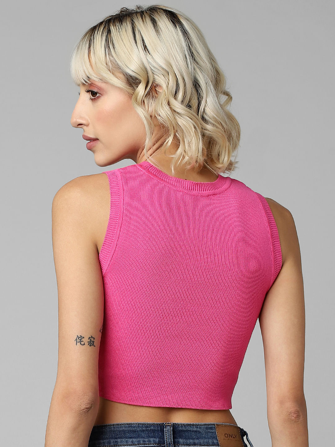 Hot Pink Knit Crop Top