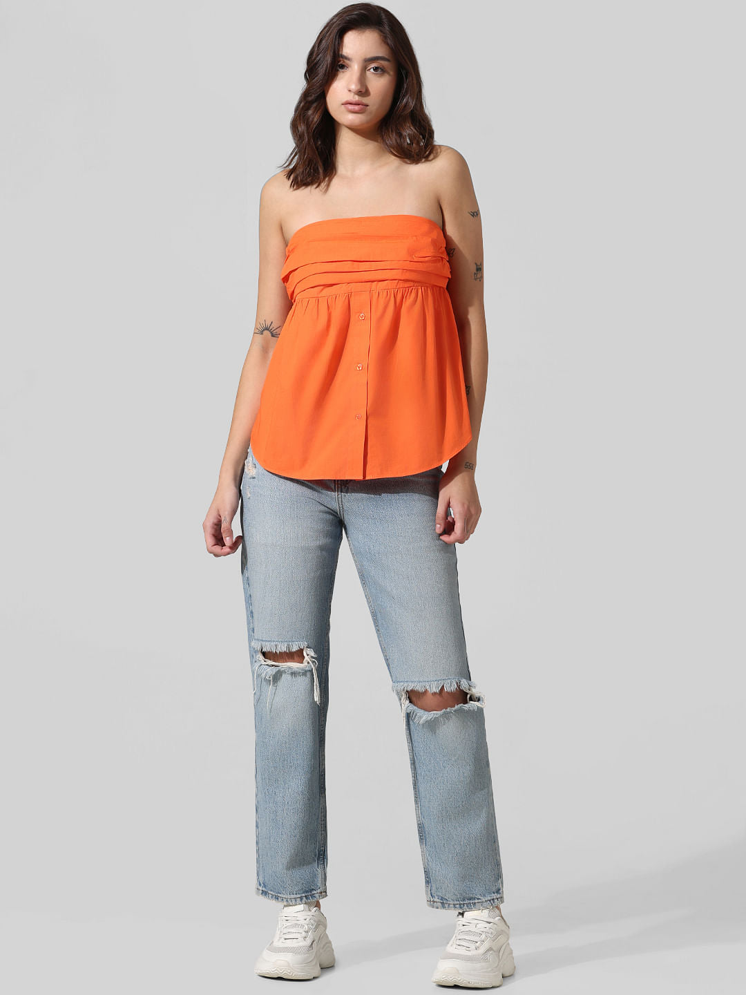 Orange Voluminous Tube Top