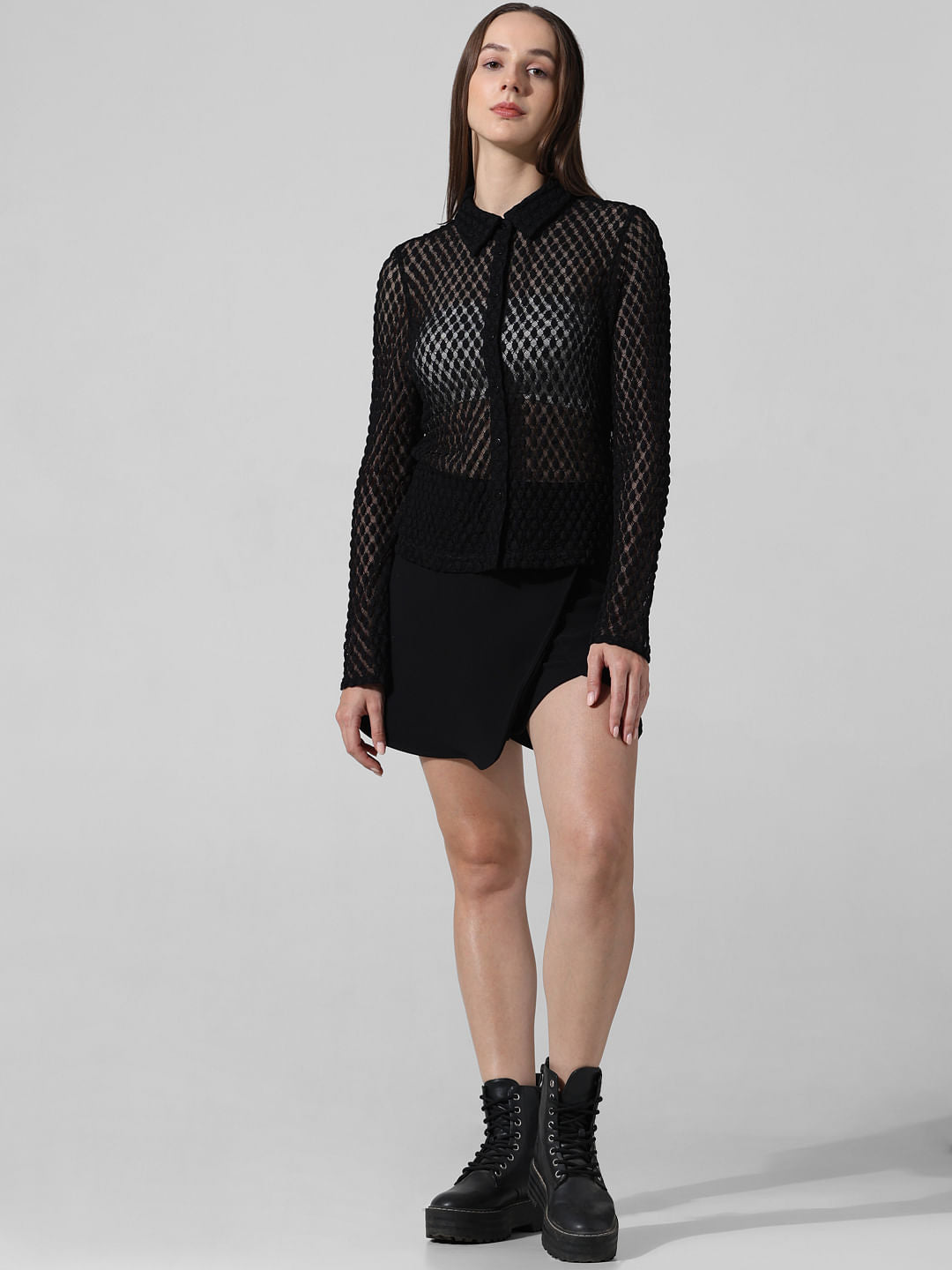 Black Lace Sheer Shirt