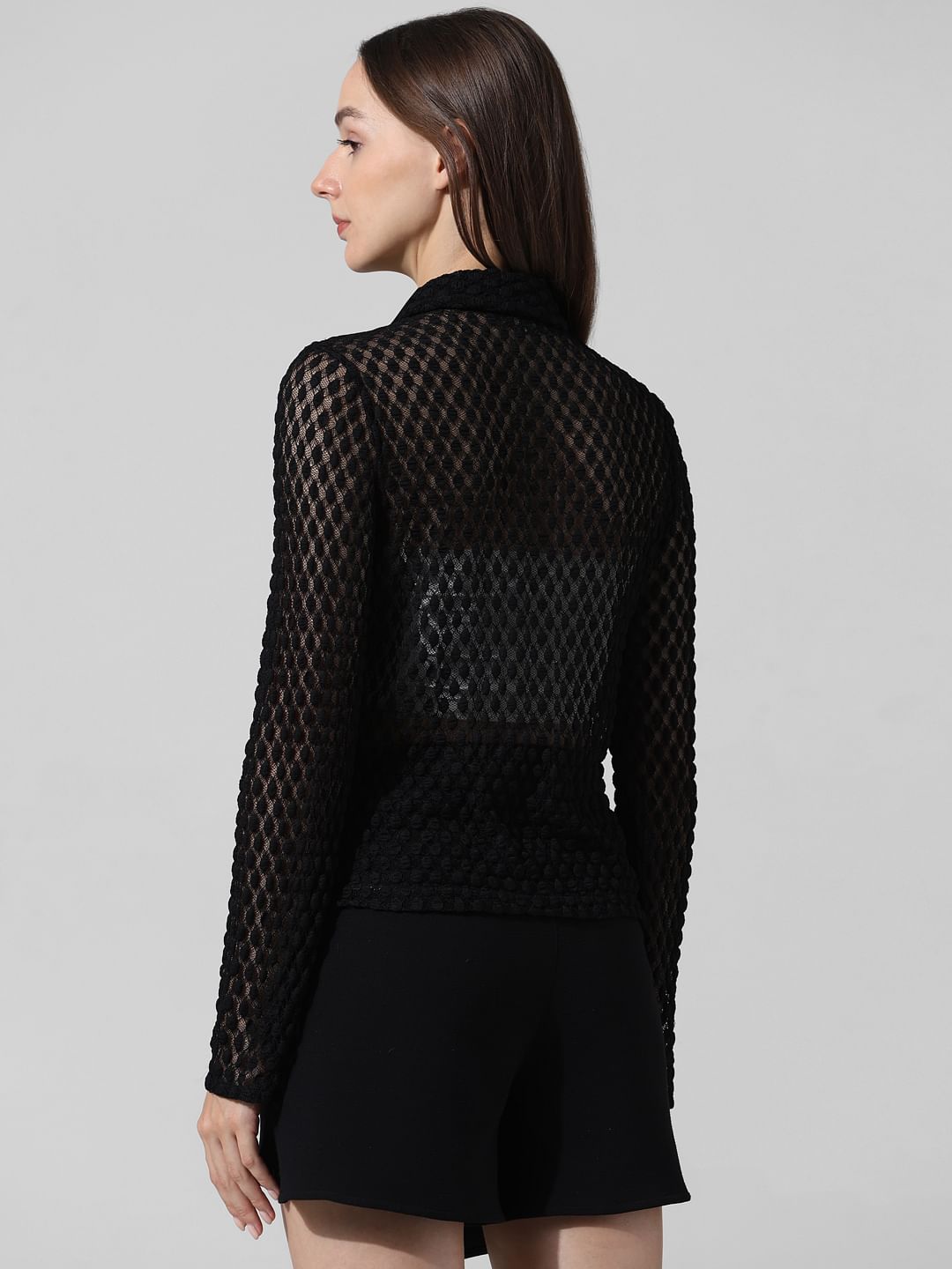 Black Lace Sheer Shirt