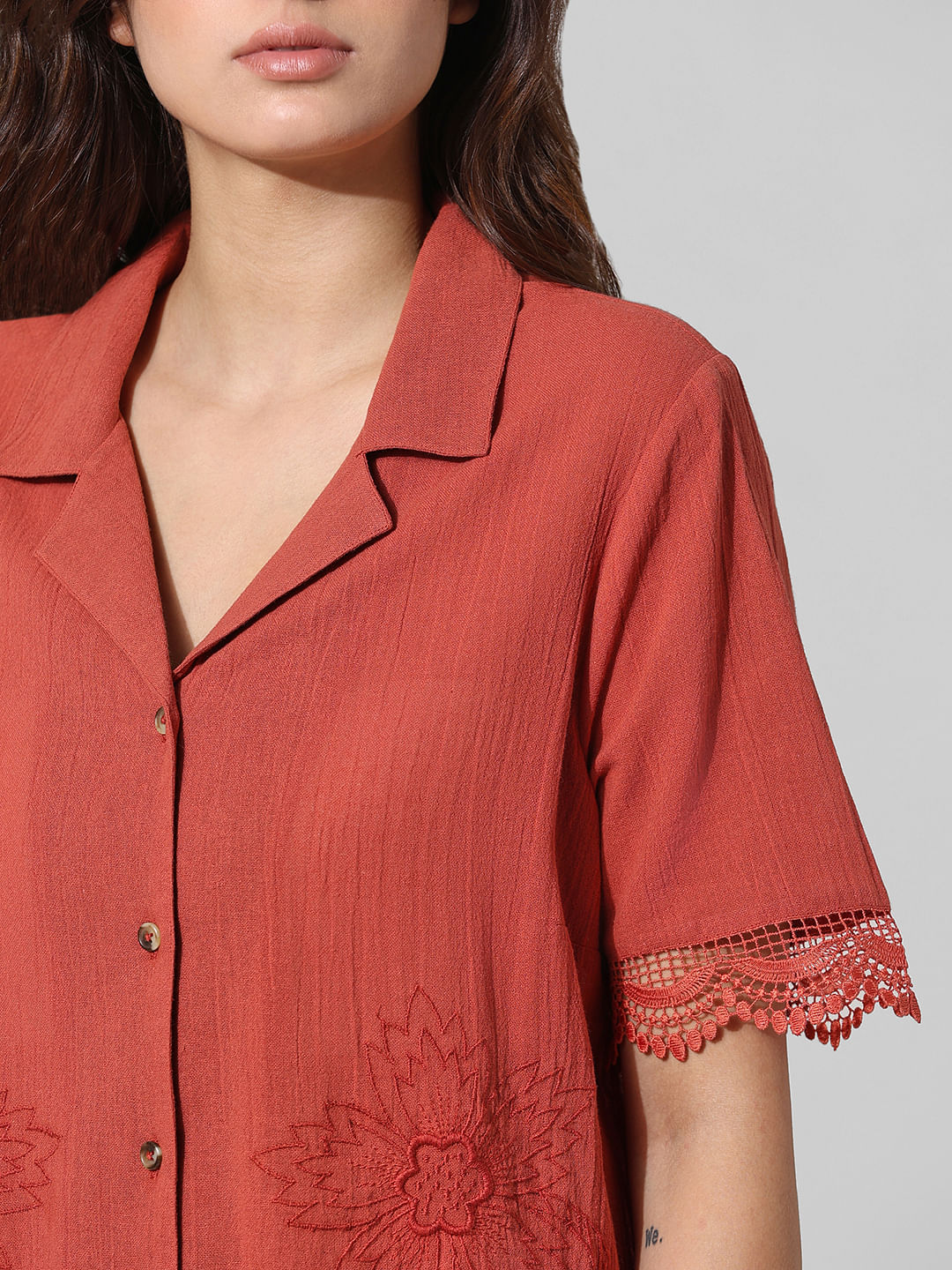 Brown Cotton Co-Ord Set Shirt