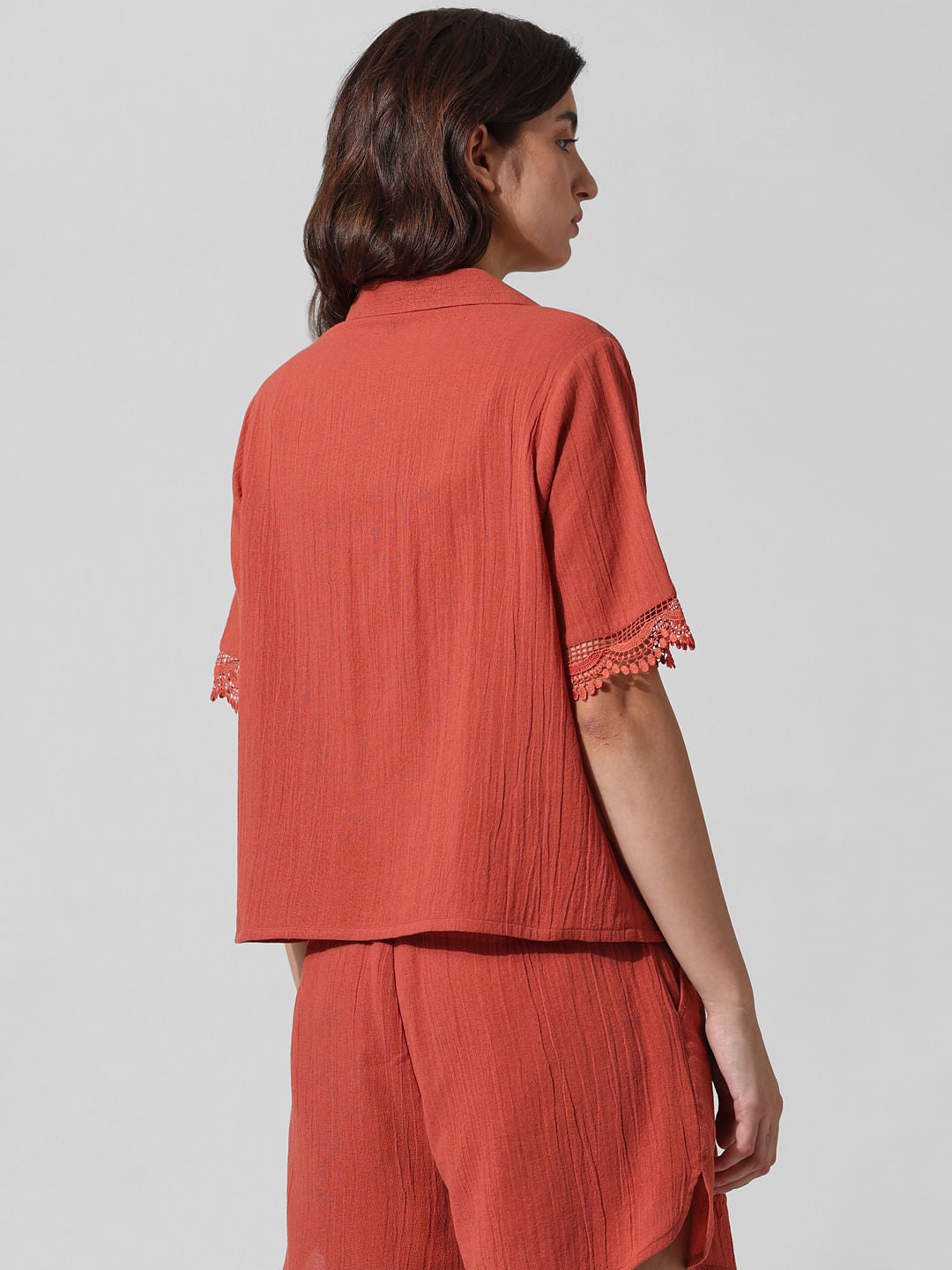 Brown Cotton Co-Ord Set Shirt