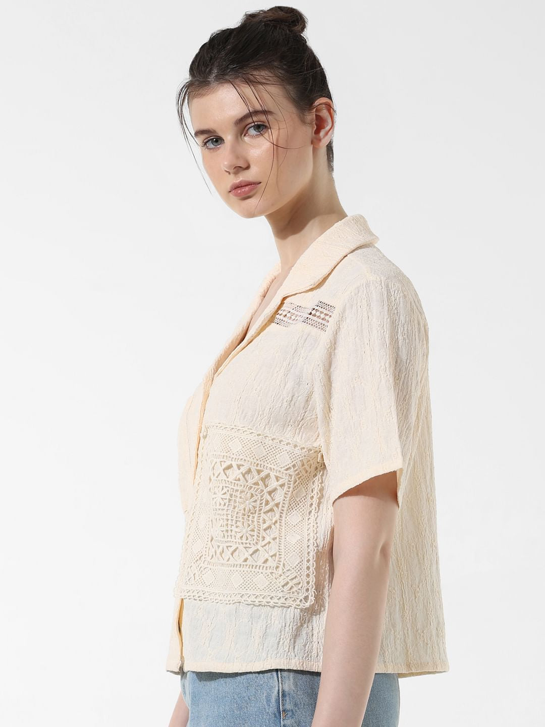 Cream Textured Weave Shirt