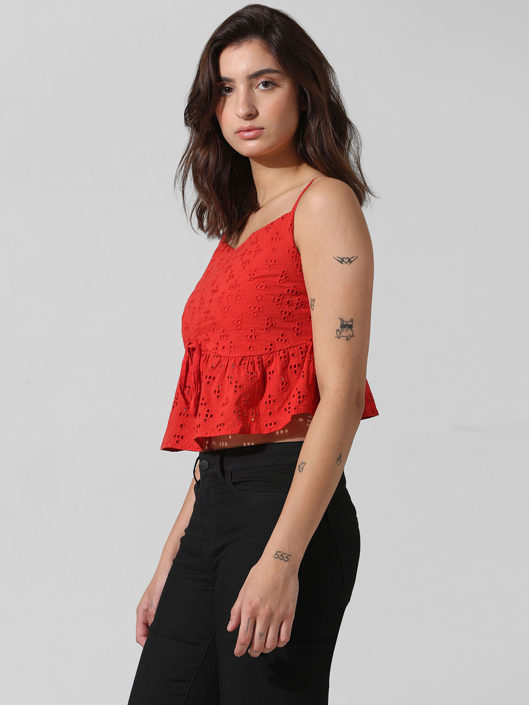 Red Embroidered Top