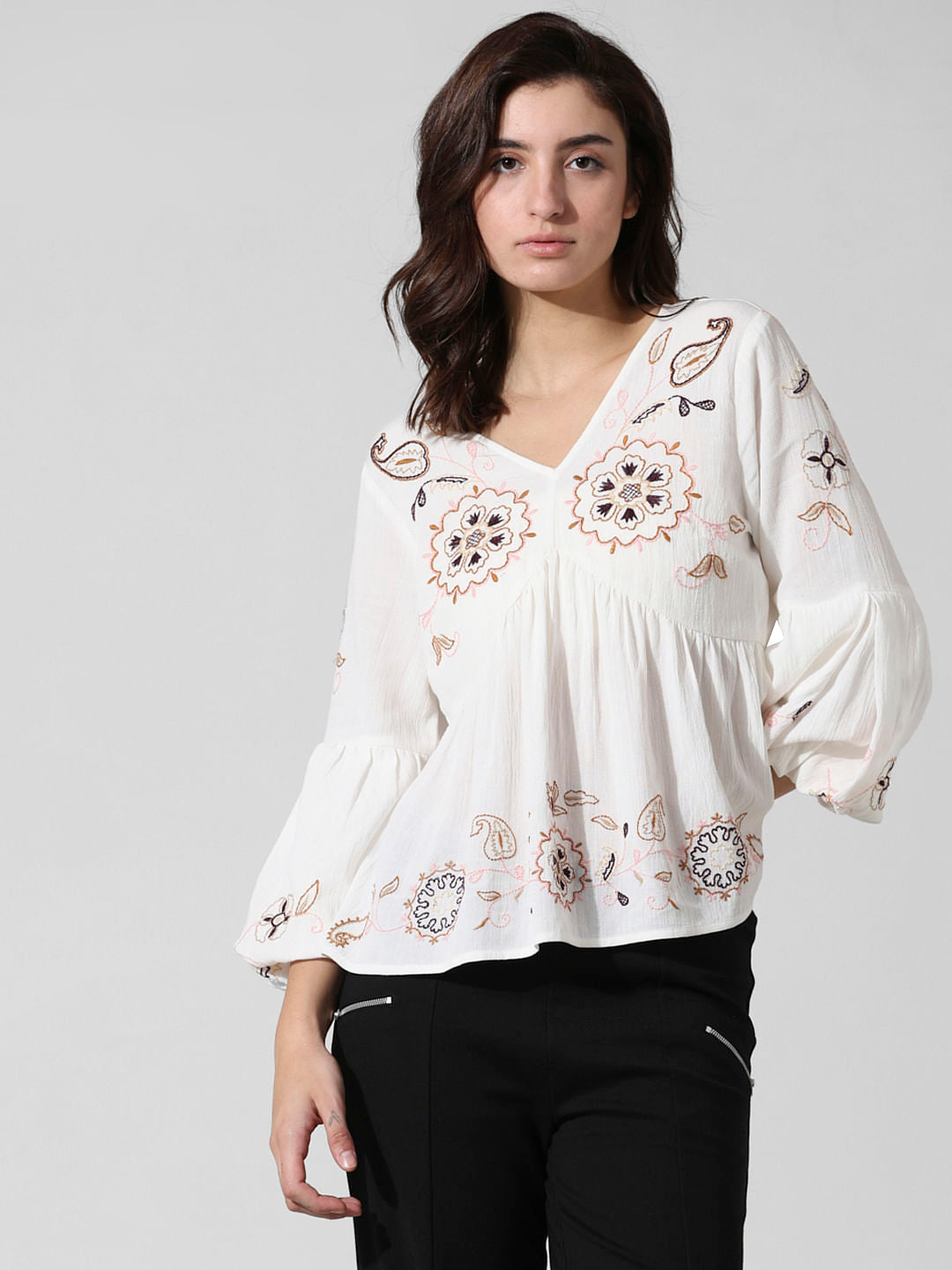White Embroidered Top