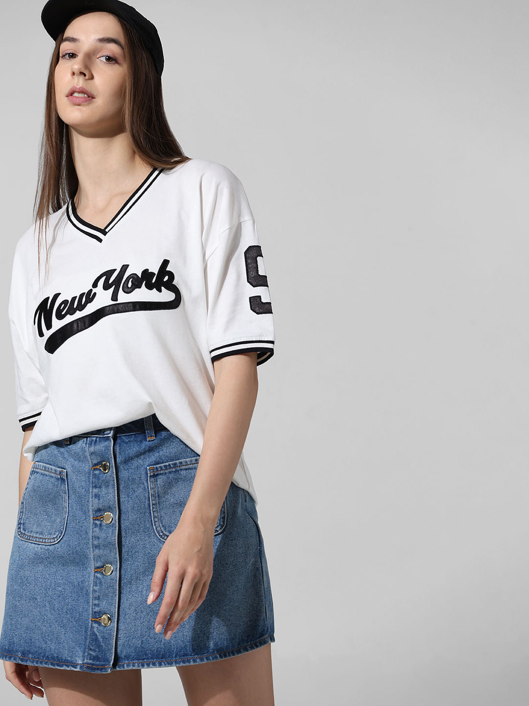 White Printed Varsity T-Shirt