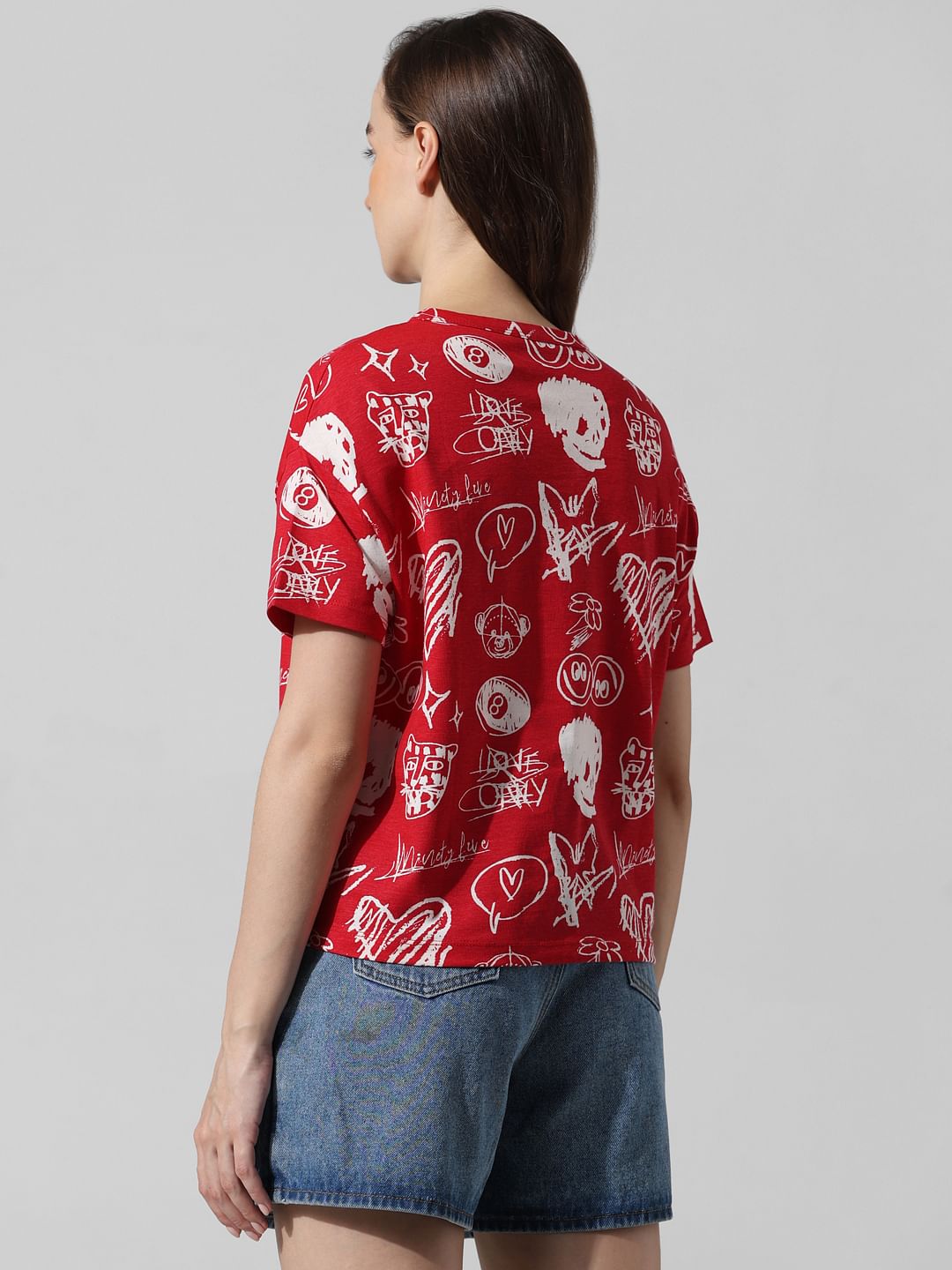 Red Printed Oversized T-Shirt