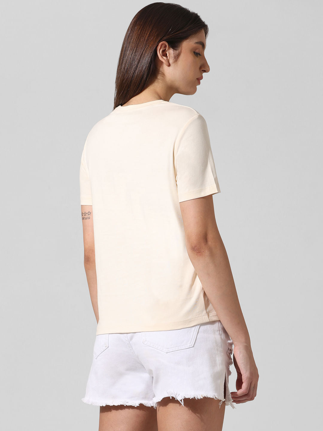 Beige Foil Printed T-Shirt