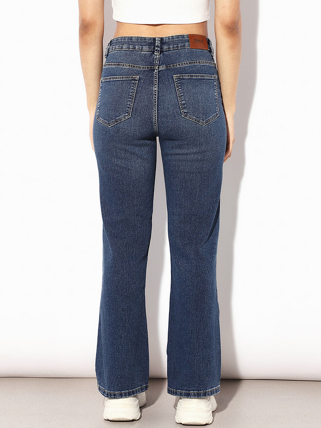 Dark Blue Mid Rise Flared Jeans