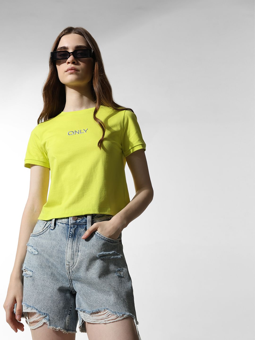 Neon Yellow Cropped T-Shirt