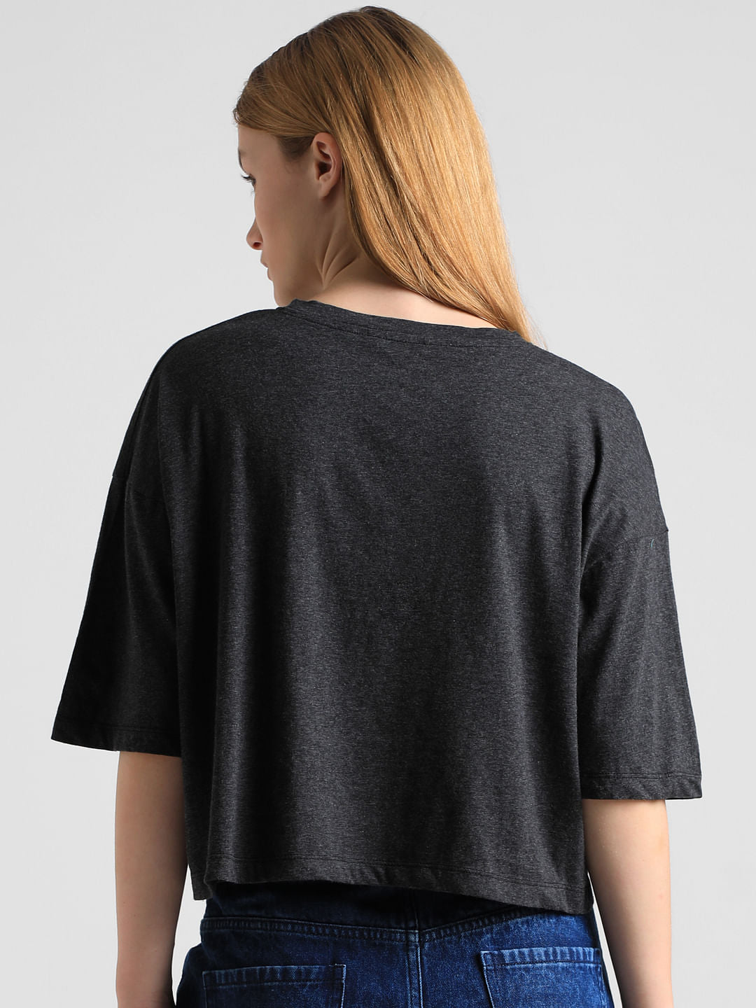 Black Text Print Boxy Fit T-Shirt