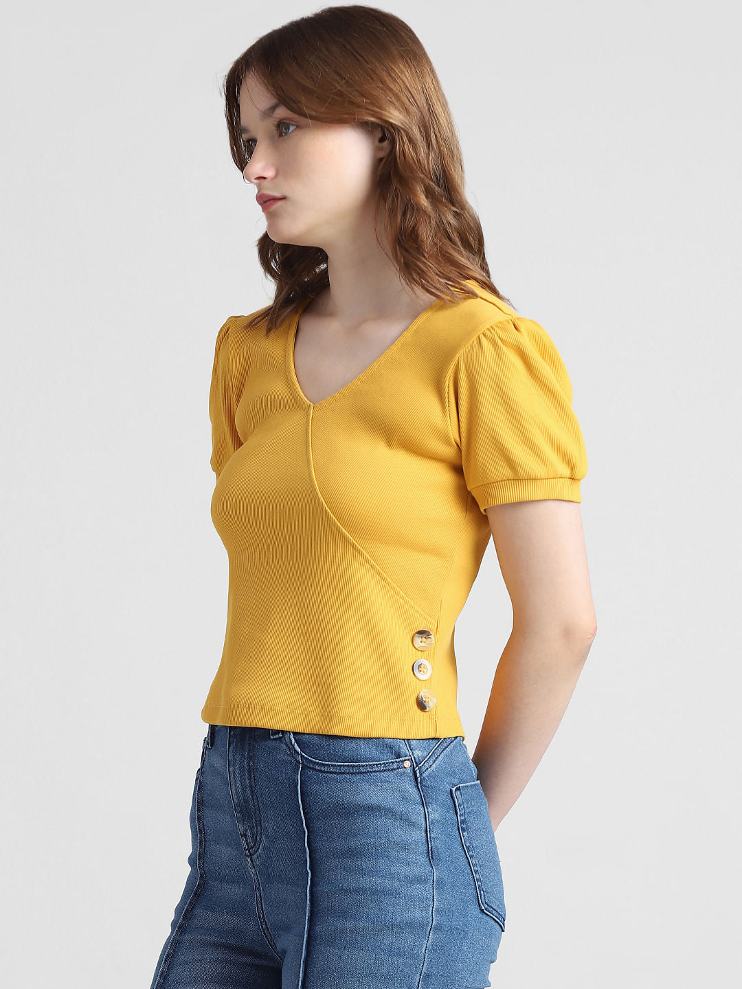 Yellow Ribbed T-Shirt